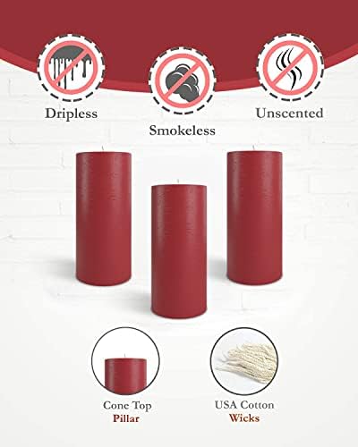 Mottled Pillar Candles by Bask - Set of 6 3x6 Dripless Unscented Holiday Candles
