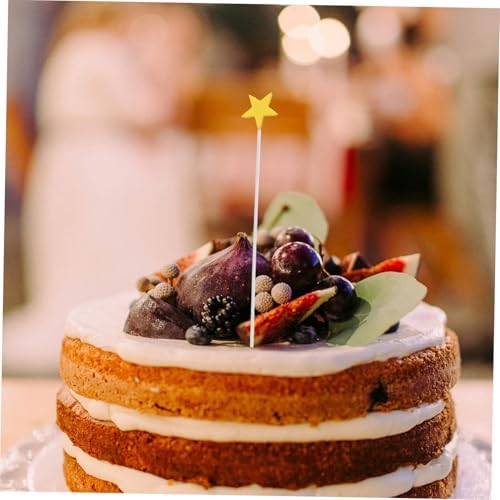 YARNOW 100Pcs Gold Star Cupcake Toppers for Birthday Celebrations