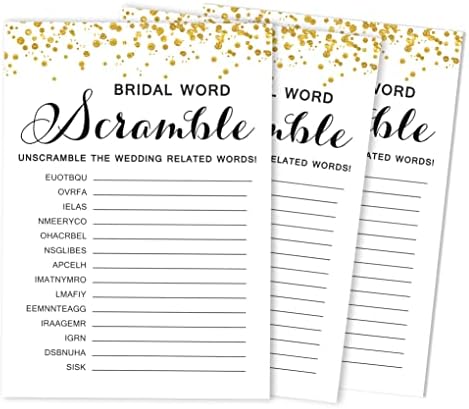50-Pack Wedding Word Scramble Bridal Shower Game Cards