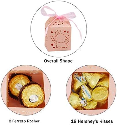 Kslong Pink Elephant Baby Shower Favor Boxes 50Pcs Set