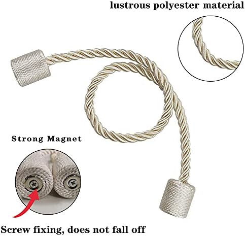 2 Pack Beige Magnetic Curtain Tiebacks for Drapes