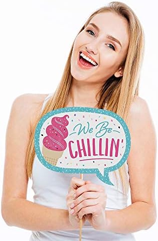Big Dot of Happiness Ice Cream Photo Booth Props Kit 20 Count