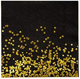 Black and Gold Confetti Napkins 50 Pack 3-Ply