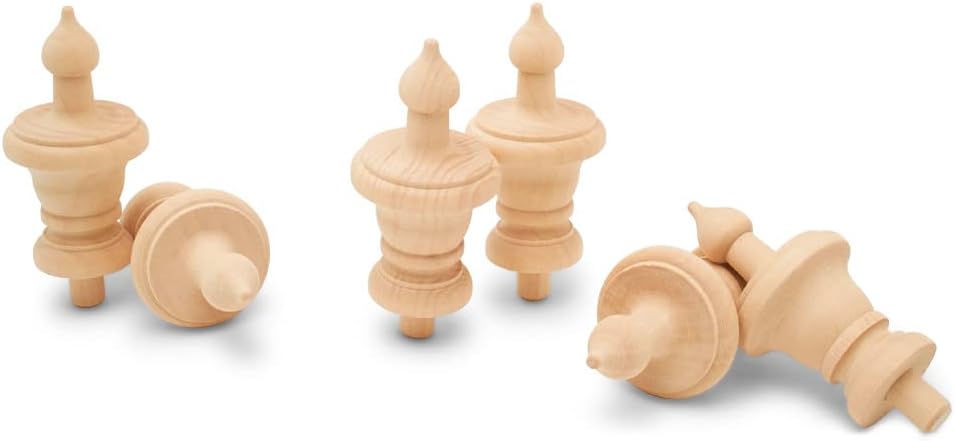 Woodpeckers Unfinished Wood Finials - 35 Inch Pack of 6