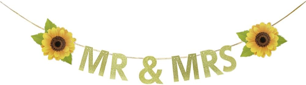 JENSENLIN Mr Mrs Sunflower Wedding Banner