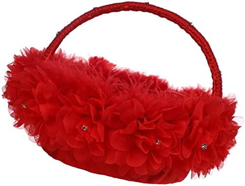 Flower Girl Basket for Wedding Ceremony Decor - Red
