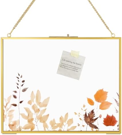 8x10 Pressed Flowers Gold Frame with Chain