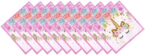 50 PCS Pink Unicorn Napkins for Girls Party