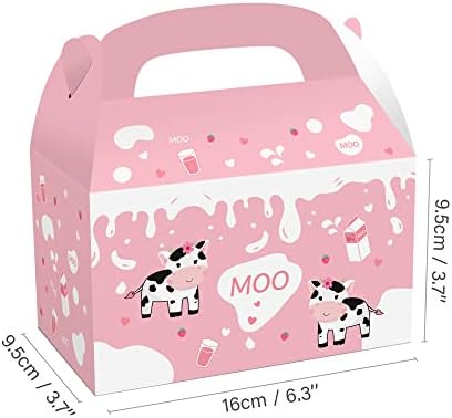 Farm Cow Treat Boxes 12 Pack Pink Gift Boxes for Birthday Parties