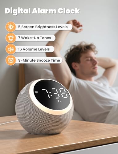 LIORQUE Alarm Clock with White Noise and Night Light