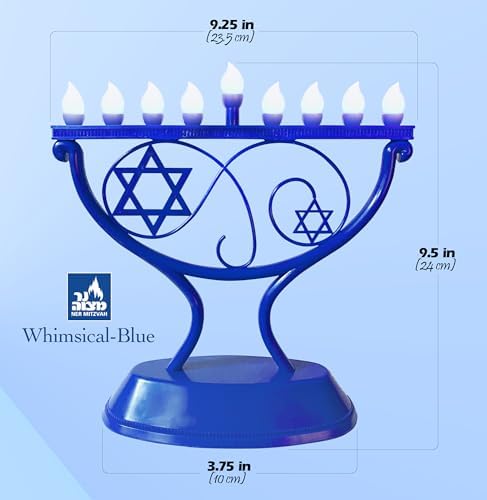 Ner Mitzvah LED Blue Hanukkah Menorah