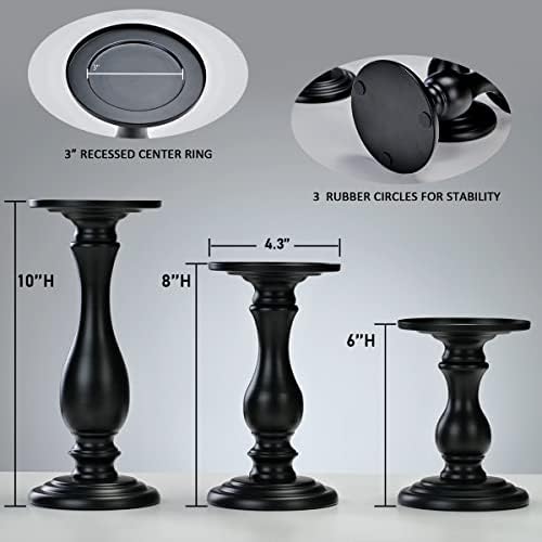 Matte Black Candle Holder Set of 3 - 10 8 6