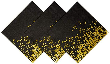 Black and Gold Confetti Napkins 50 Pack 3-Ply