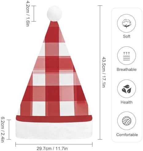 Santa Hat Red Checkered Christmas Headwear