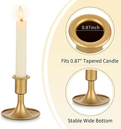 Gold Candlestick Holders for Taper Candles Set of 2