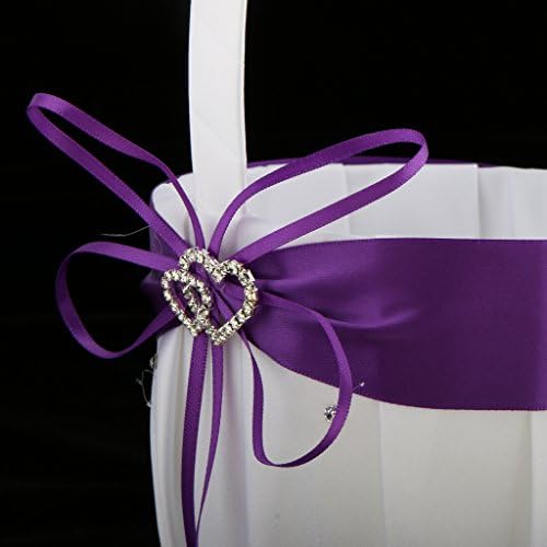 2PCS Wedding Flower Girl Baskets with Red Satin and Rhinestone Design