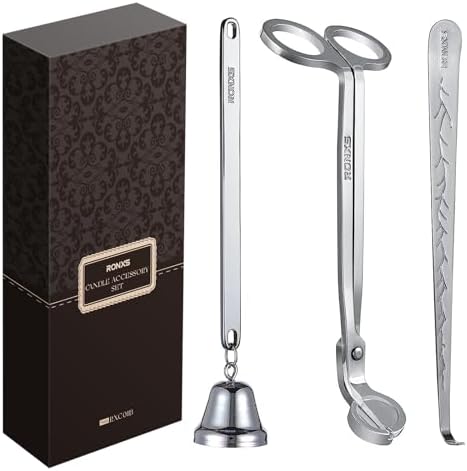 RONXS 3 in 1 Candle Wick Trimmer Set with Gift Package Silver