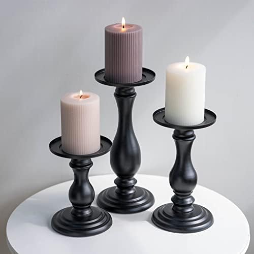 Matte Black Candle Holder Set of 3 - 10 8 6