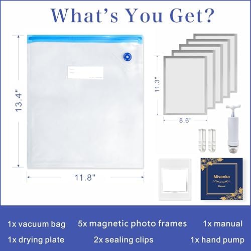 Mivanka Magnetic Photo Frames with Vacuum Seal Bags 5PCS