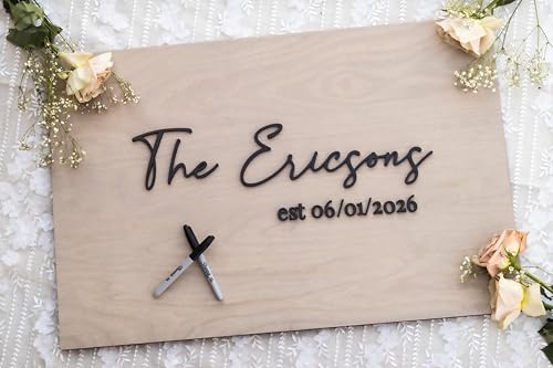 Personalized Last Name Guest Book with 3D Design