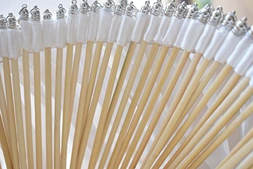 Kingsnow 100 Pack Wedding Wands with Silver Bells