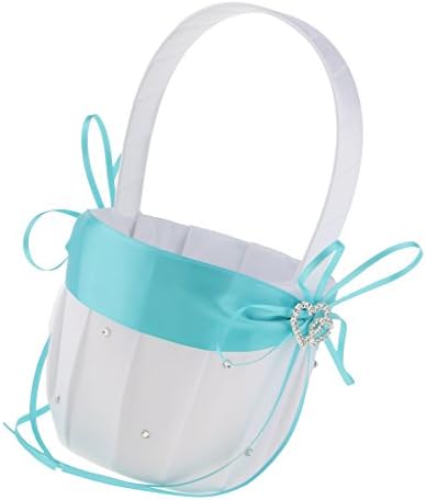 2PCS Wedding Flower Girl Baskets with Red Satin and Rhinestone Design