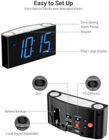 Rocam Digital Alarm Clock with 75 Inch LED Display