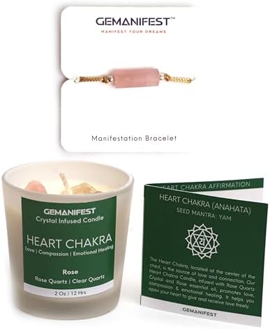 Heart Chakra Candle with Rose Quartz and Rose Scent