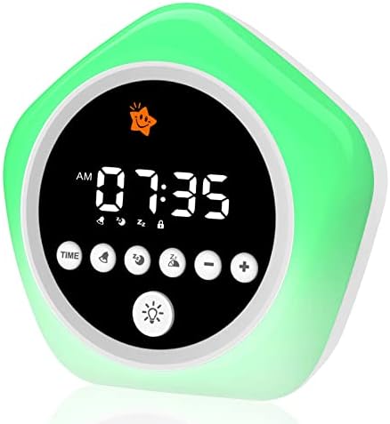 Kids Alarm Clock with Red Green Light and Star Design