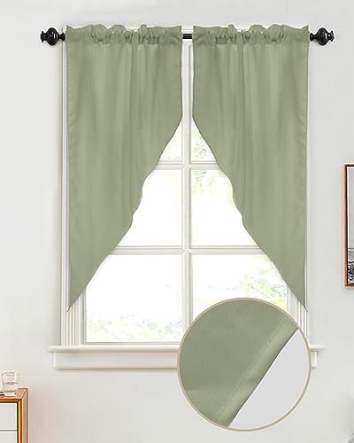 Sage Green Swag Valance 2 Pack for Windows Rod Pocket 36x36 Inch