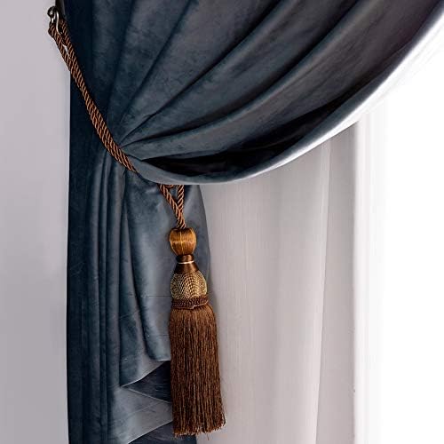 Melodieux Decorative Curtain Tiebacks with Tassels - Set of 2 Brown