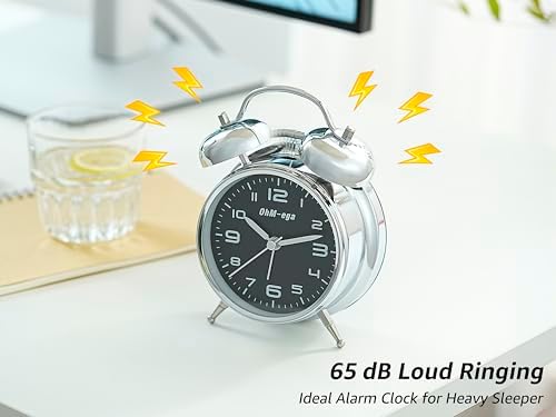 OhM-ega Classic Metal Twin Bell Alarm Clock
