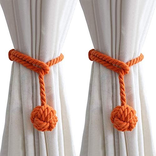 EleCharm 1Pair Hand Knitting Cotton Curtain Rope Tie Band Orange