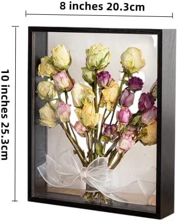 Wooden Dried Flower Display Stand - Clear Double-sided Frame