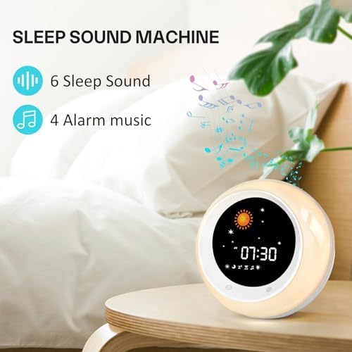 FiveHome Kids Alarm Clock with Sun Moon and Sleep Sounds