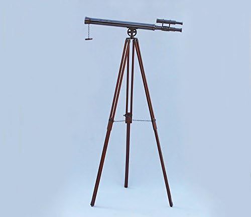 Hampton Nautical Black Floor Standing Telescope Nautical Decoration