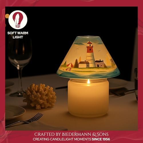 Biedermann Sons Hand-Painted Seashore Scene Jar Candle Shades Set of 4