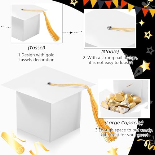 TaoBary 12 Piece Graduation Cap Boxes White