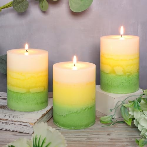 Freesia Scented Pillar Candles Set of 3 1