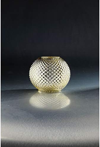 CC Home Furnishings Gold Embossed Circle Pattern Glass Bowl Candle Holder