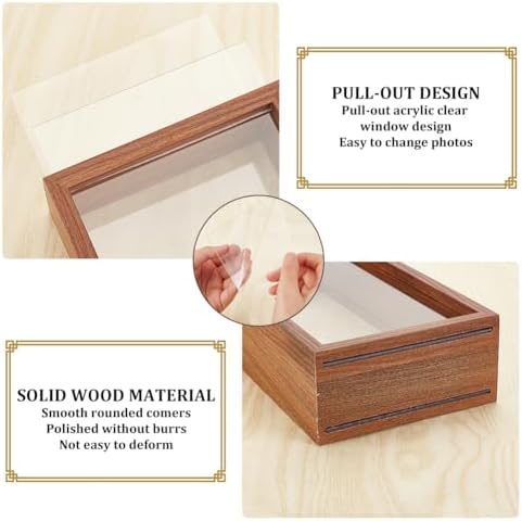 OLYCRAFT Walnut Brown Shadow Box Frame with Double Sided Acrylic Window