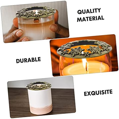 1pc Christmas Candle Cup Lid Zinc Alloy Jar Cover Snowflake Design Heat Gathering