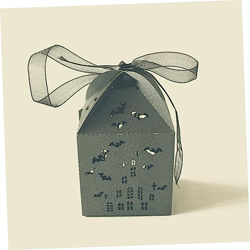 Hemoton Iridescent Paper Halloween Candy Box with Bat Design