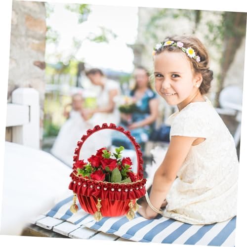 Pearl Flower Girl Basket Wedding Prop Candy Storage Basket