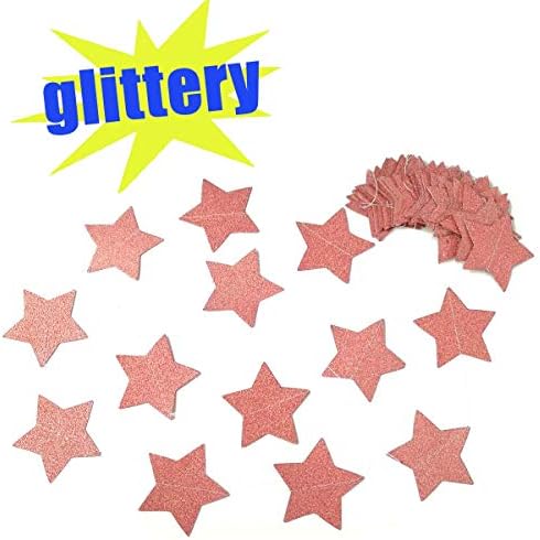 TTSAM 6 Pack Glitter Rose Gold Star Garland Decorations