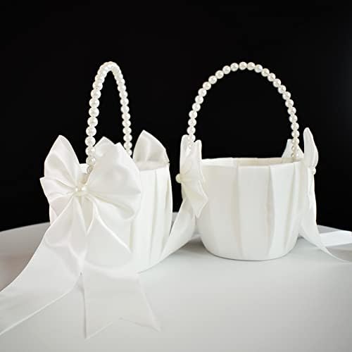 Flower Girl Basket with Pearl Handle Set of 4