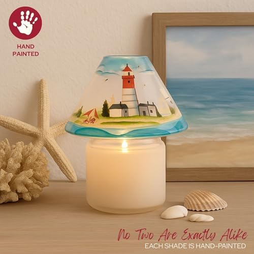 Biedermann Sons Hand-Painted Seashore Scene Jar Candle Shades Set of 4