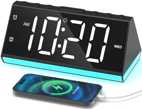Loud Alarm Clock with Night Light and USB Ports