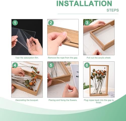 1-Pack Dried Flower Frame 5x7 Inch Double Acrylic Wooden Floating Display Frame