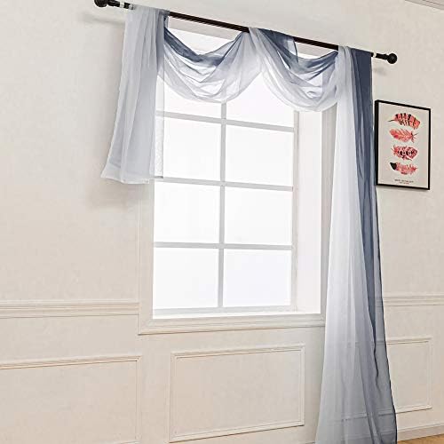 NAPEARL Ombre Window Scarf Valance 216 Inches Grey